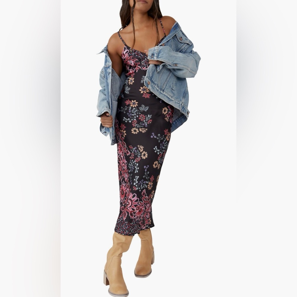 Free People NWT “Your Better Side Floral Midi Slipdress” Size XL